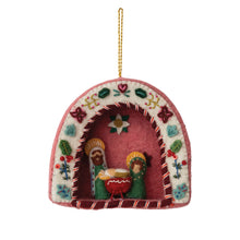 Handmade Wool Felt Holy Family Ornament with Embroidery