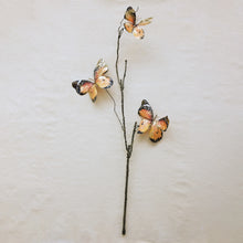 Faux Butterfly Stem, Brushed Gold & Orange Color