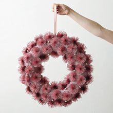 Round Plastic Tinsel Ball Wreath with Glitter & Silver Color Beads