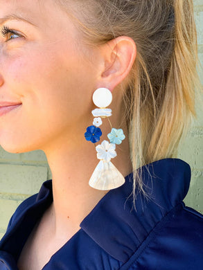 Nicola Bathie - Mother of Pearl Blue/Ivory Flowers