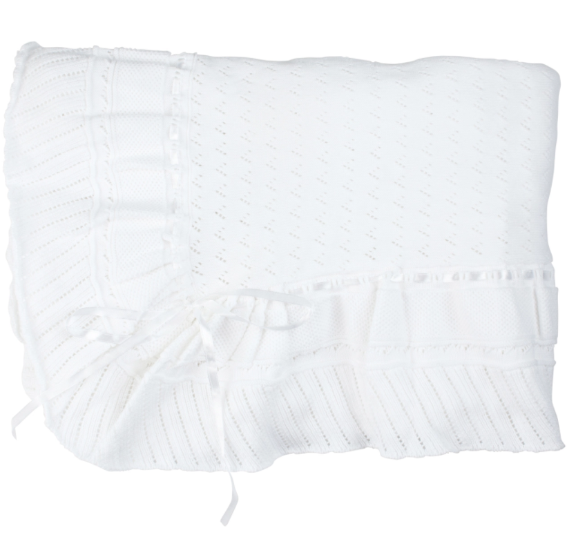 Feltman Brothers Pointelle Knit Ruffle Blanket 100